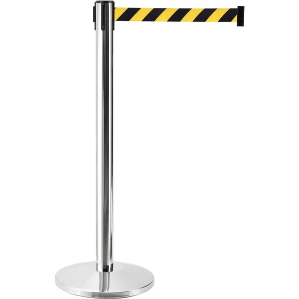 Global Industrial Retractable Belt Barrier, 40 Stainless Steel, 7-1/2' Black/Yellow, Qty 2 708413YB